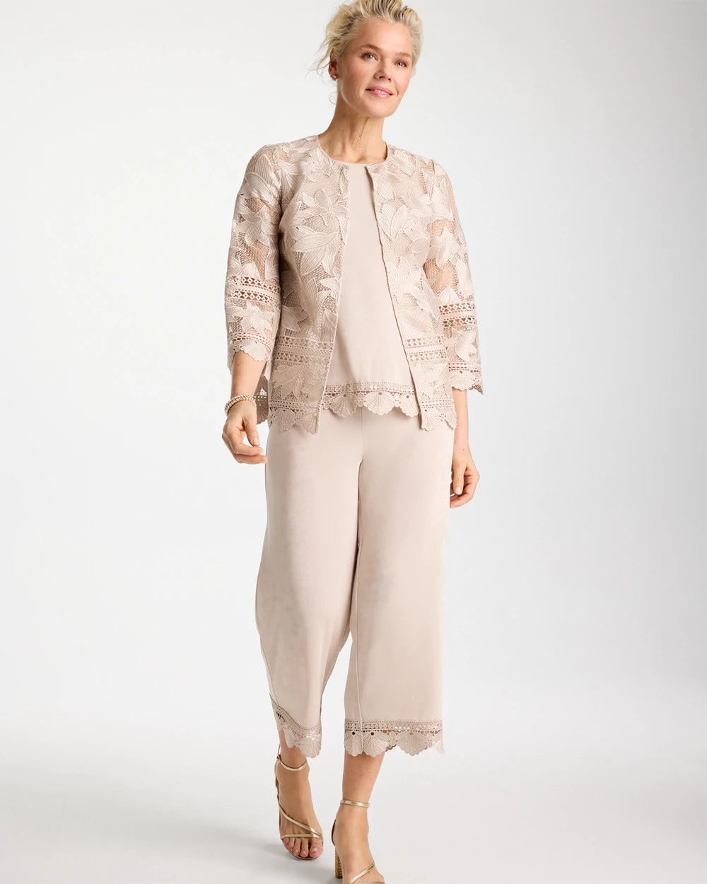 Travelers™ Lace Trim Cropped Pants | Chico's